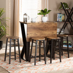 Load image into Gallery viewer, Baxton Studio Richard Industrial And Rustic Walnut Finished Wood And Black Metal 5-Piece Pub Set With Extendable Tabletop
