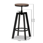 Load image into Gallery viewer, Baxton Studio Maritta Vintage Industrial Rustic Walnut Finished Wood And Black Metal 2-Piece Adjustable Swivel Bar Stool Set
