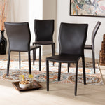 Load image into Gallery viewer, Baxton Studio Heidi Modern And Contemporary Dark Brown Faux Leather Upholstered 4-Piece Dining Chair Set
