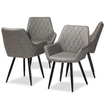 Load image into Gallery viewer, Baxton Studio Astrid Mid-Century Contemporary Grey Faux Leather Upholstered And Black Metal 4-Piece Dining Chair Set
