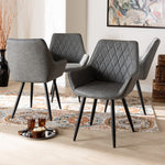 Load image into Gallery viewer, Baxton Studio Astrid Mid-Century Contemporary Grey Faux Leather Upholstered And Black Metal 4-Piece Dining Chair Set
