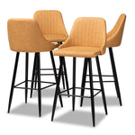 Load image into Gallery viewer, Baxton Studio Walter Mid-Century Contemporary Tan Faux Leather Upholstered And Black Metal 4-Piece Bar Stool Set
