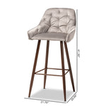 Load image into Gallery viewer, Baxton Studio Catherine Modern And Contemporary Grey Velvet Fabric Upholstered And Walnut Finished 4-Piece Bar Stool Set
