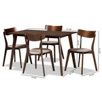 Load image into Gallery viewer, Baxton Studio Nori Mid-Century Modern Transitional Light Beige Fabric Upholstered And Walnut Brown Finished Wood 5-Piece Dining Set
