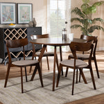 Load image into Gallery viewer, Baxton Studio Rika Mid-Century Modern Transitional Light Beige Fabric Upholstered And Walnut Brown Finished Wood 5-Piece Dining Set
