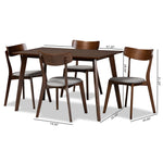 Load image into Gallery viewer, Baxton Studio Nori Mid-Century Modern Transitional Light Grey Fabric Upholstered And Walnut Brown Finished Wood 5-Piece Dining Set
