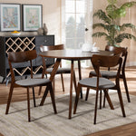 Load image into Gallery viewer, Baxton Studio Rika Mid-Century Modern Transitional Light Grey Fabric Upholstered And Walnut Brown Finished Wood 5-Piece Dining Set
