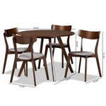 Load image into Gallery viewer, Baxton Studio Rika Mid-Century Modern Transitional Light Grey Fabric Upholstered And Walnut Brown Finished Wood 5-Piece Dining Set
