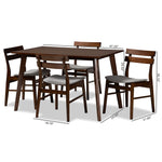 Load image into Gallery viewer, Baxton Studio Eleri Mid-Century Modern Transitional Light Grey Fabric Upholstered And Walnut Brown Finished Wood 5-Piece Dining Set
