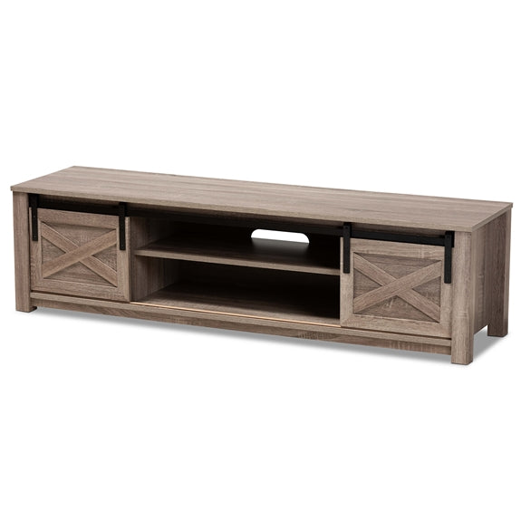 Baxton Studio Bruna Modern and Contemporary Farmhouse White-Washed Finished TV Stand