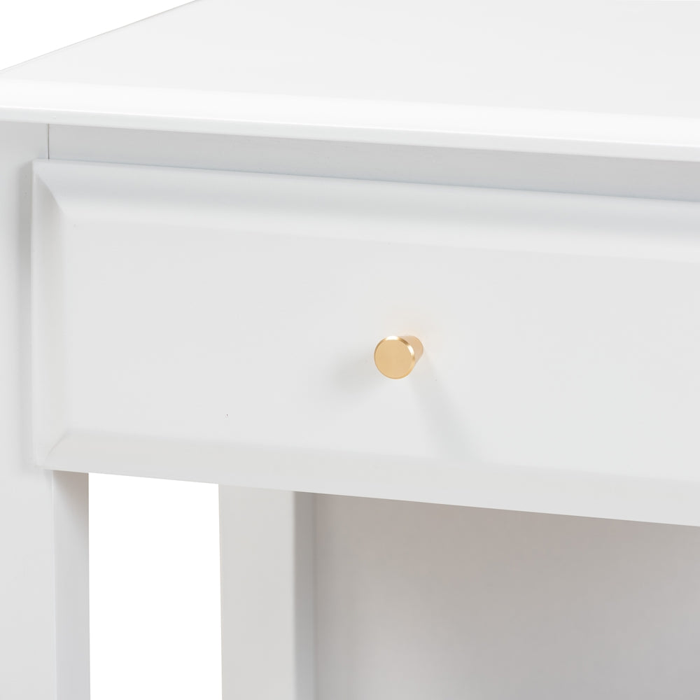 Baxton Studio Naomi Classic And Transitional White Finished Wood 1-Drawer Bedroom Nightstand