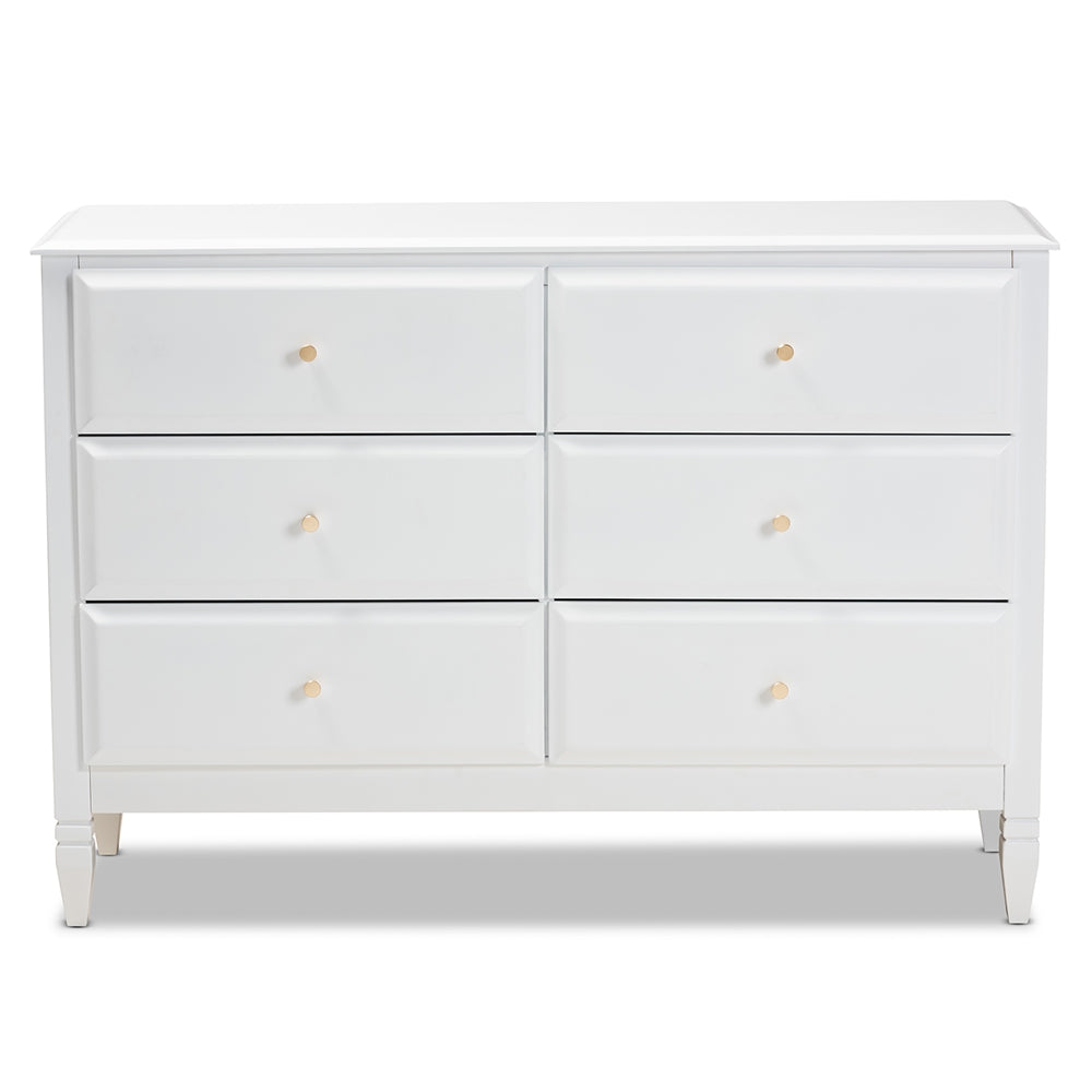 Baxton Studio Naomi Classic And Transitional White Finished Wood 6-Drawer Bedroom Dresser