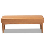 Load image into Gallery viewer, Baxton Studio Arvid Mid-Century Modern Tan Faux Leather Upholstered And Walnut Brown Finished Wood Dining Bench
