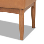 Load image into Gallery viewer, BAXTON STUDIO ARVID MID-CENTURY MODERN TAN FAUX LEATHER UPHOLSTERED AND WALNUT BROWN FINISHED WOOD DINING BENCH
