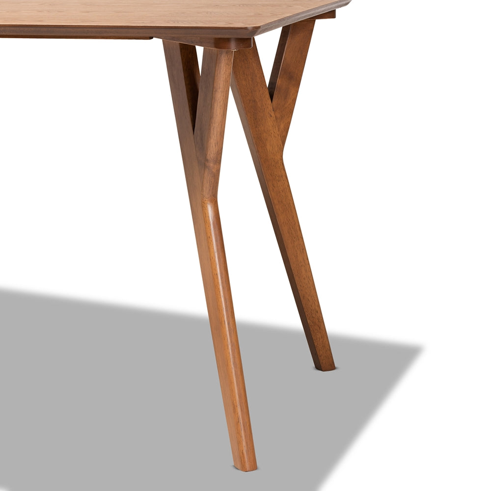 BAXTON STUDIO SAHAR MID-CENTURY MODERN TRANSITIONAL WALNUT BROWN FINISHED WOOD DINING TABLE