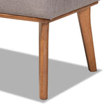 Load image into Gallery viewer, BAXTON STUDIO ODESSA MID-CENTURY MODERN GREY FABRIC UPHOLSTERED AND WALNUT BROWN FINISHED WOOD DINING BENCH
