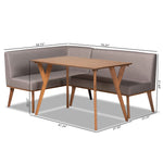 Load image into Gallery viewer, Baxton Studio Odessa Mid-Century Modern Grey Fabric Upholstered And Walnut Brown Finished Wood 3-Piece Dining Nook Set
