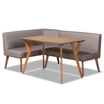 Load image into Gallery viewer, Baxton Studio Odessa Mid-Century Modern Grey Fabric Upholstered And Walnut Brown Finished Wood 3-Piece Dining Nook Set
