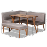 Load image into Gallery viewer, Baxton Studio Odessa Mid-Century Modern Grey Fabric Upholstered And Walnut Brown Finished Wood 4-Piece Dining Nook Set
