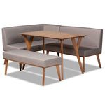 Load image into Gallery viewer, Baxton Studio Odessa Mid-Century Modern Grey Fabric Upholstered And Walnut Brown Finished Wood 4-Piece Dining Nook Set
