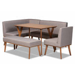 Load image into Gallery viewer, Baxton Studio Odessa Mid-Century Modern Grey Fabric Upholstered And Walnut Brown Finished Wood 5-Piece Dining Nook Set
