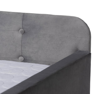 Baxton Studio Jona Modern and Contemporary Transitional Velvet Fabric Upholstered and Button Tufted Daybed with Trundle