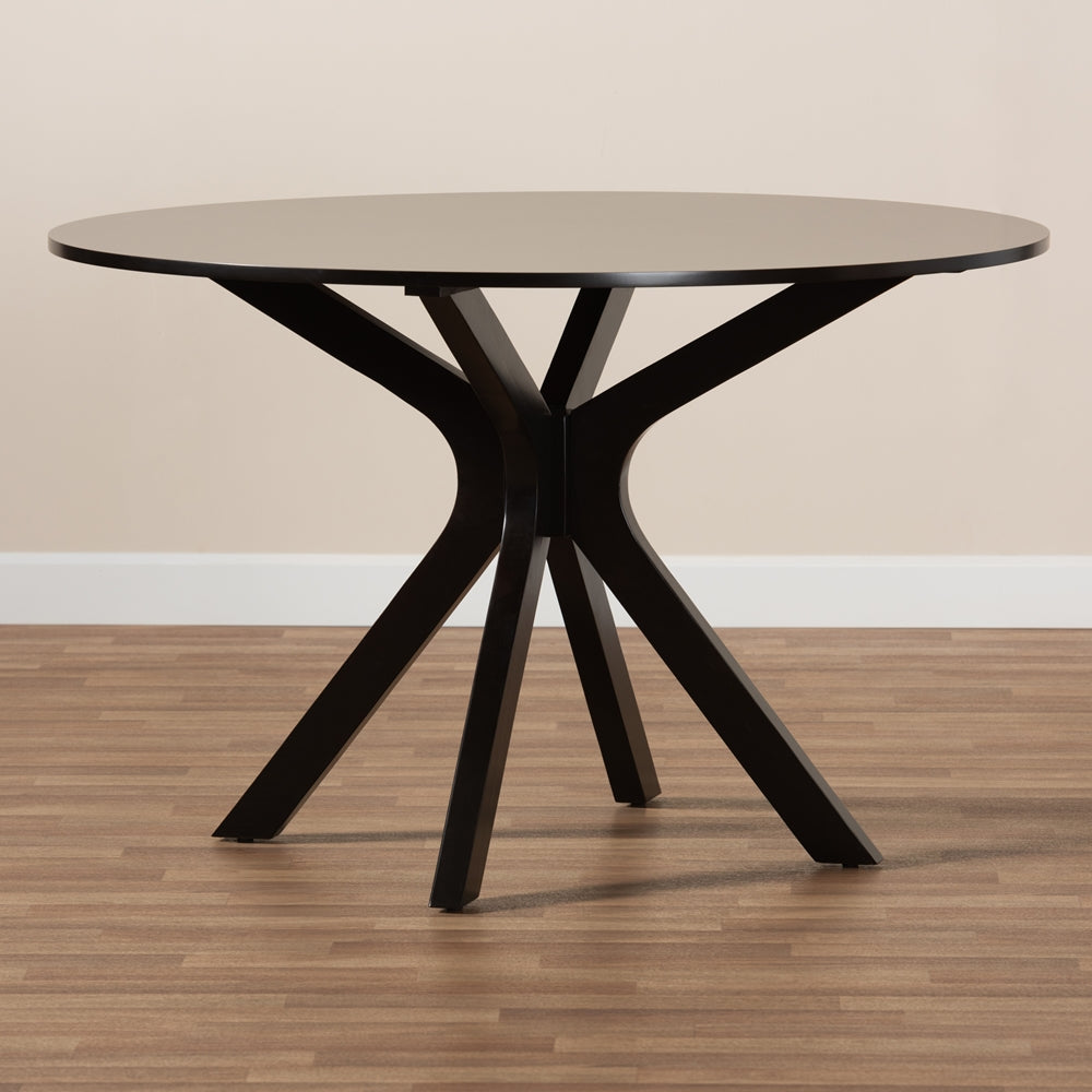 Baxton Studio Kenji Modern And Contemporary Dark Brown Finished 45-Inch-Wide Round Wood Dining Table