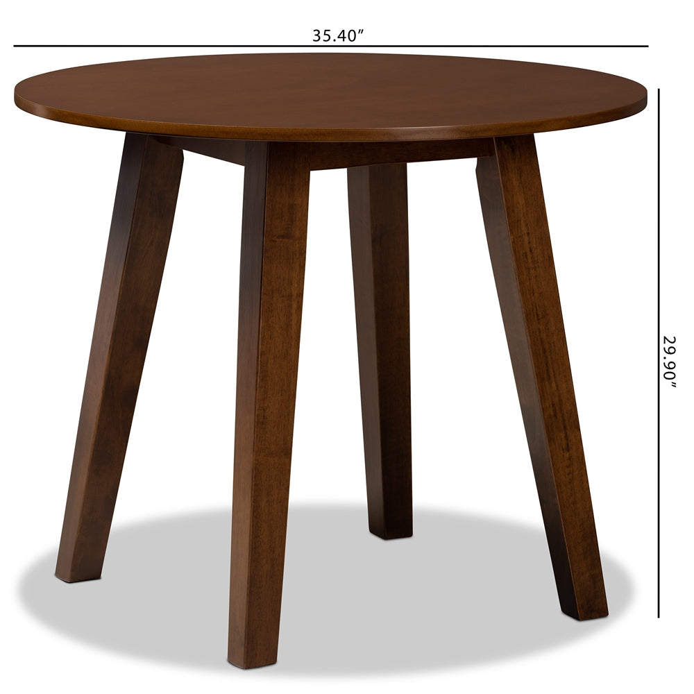 Baxton Studio Ela Modern And Contemporary Walnut Brown Finished 35-Inch-Wide Round Wood Dining Table