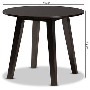 Baxton Studio Ela Modern And Contemporary Dark Brown Finished 35-Inch-Wide Round Wood Dining Table