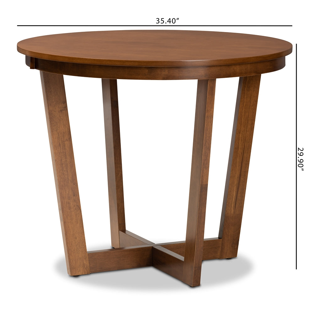 Baxton Studio Alayna Modern And Contemporary Walnut Brown Finished 35-Inch-Wide Round Wood Dining Table