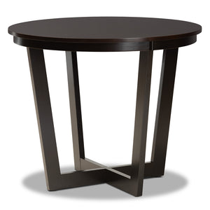 Baxton Studio Alayna Modern And Contemporary Dark Brown Finished 35-Inch-Wide Round Wood Dining Table