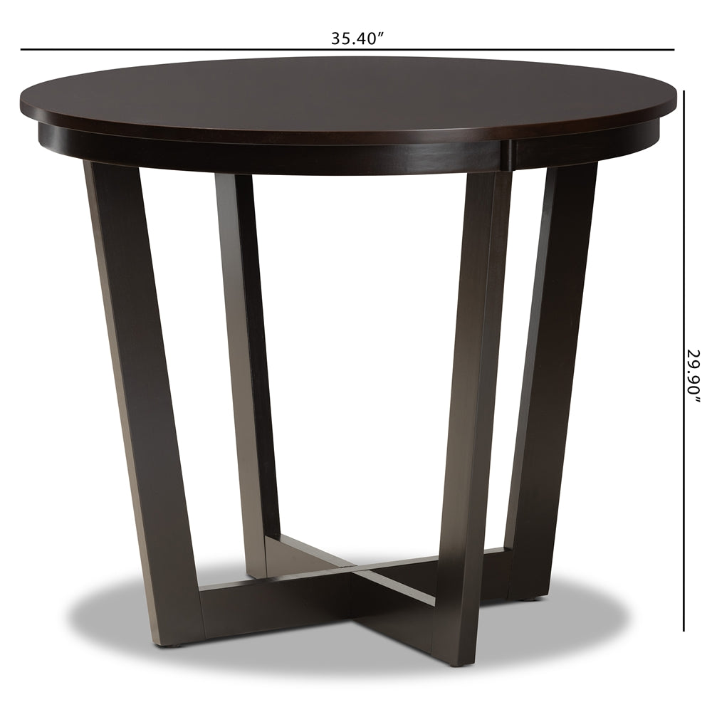 Baxton Studio Alayna Modern And Contemporary Dark Brown Finished 35-Inch-Wide Round Wood Dining Table