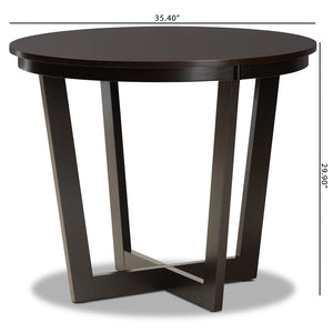 Baxton Studio Alayna Modern And Contemporary Dark Brown Finished 35-Inch-Wide Round Wood Dining Table