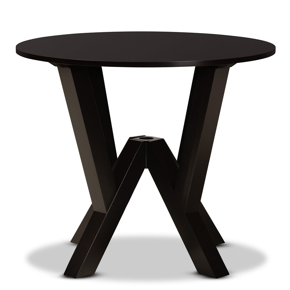 Baxton Studio Irene Modern And Contemporary Dark Brown Finished 35-Inch-Wide Round Wood Dining Table