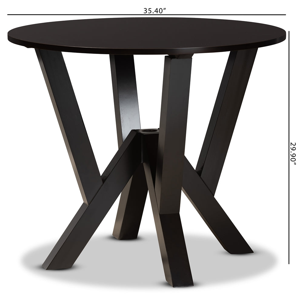 Baxton Studio Irene Modern And Contemporary Dark Brown Finished 35-Inch-Wide Round Wood Dining Table