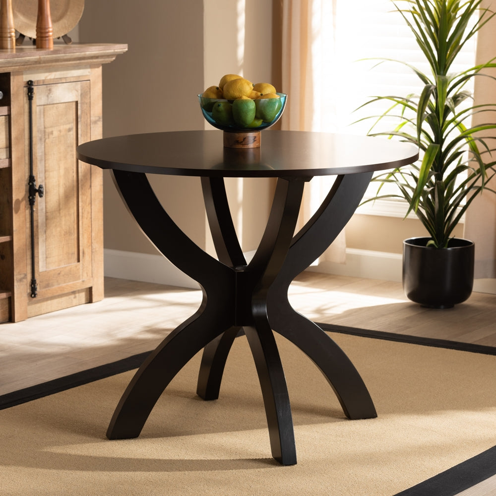 Baxton Studio Tilde Modern And Contemporary Dark Brown Finished 35-Inch-Wide Round Wood Dining Table