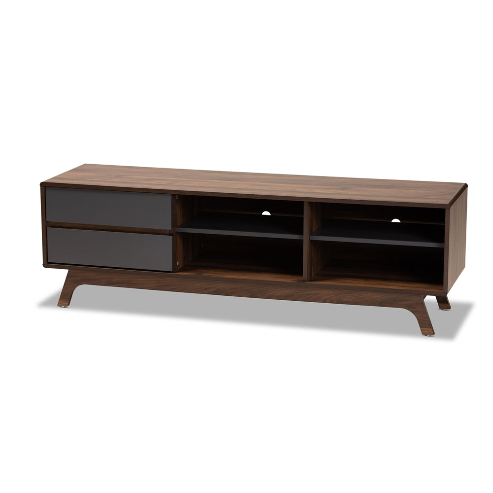 Baxton Studio Koji Mid-Century Modern Two-Tone Finished Wood 2-Drawer TV Stand