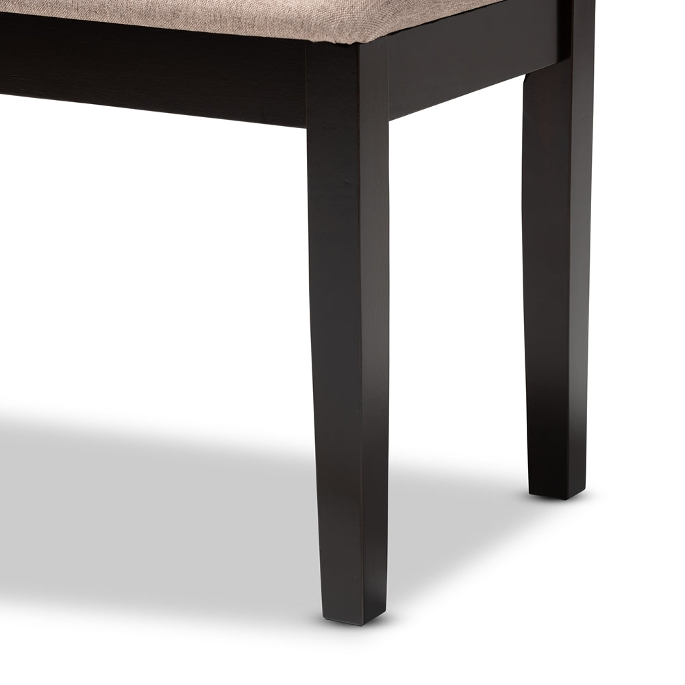 BAXTON STUDIO TERESA MODERN AND CONTEMPORARY TRANSITIONAL SAND FABRIC UPHOLSTERED AND DARK BROWN FINISHED WOOD DINING BENCH