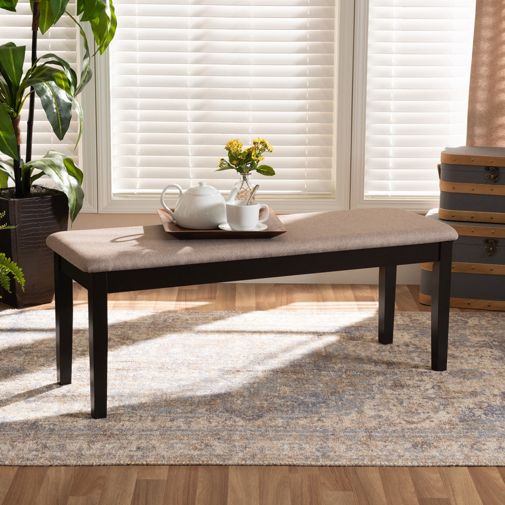 Baxton Studio Teresa Modern And Contemporary Transitional Sand Fabric Upholstered And Dark Brown Finished Wood Dining Bench