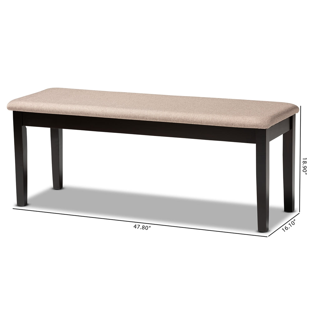 Baxton Studio Teresa Modern And Contemporary Transitional Sand Fabric Upholstered And Dark Brown Finished Wood Dining Bench