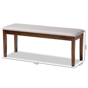 Baxton Studio Teresa Modern And Contemporary Transitional Grey Fabric Upholstered And Walnut Brown Finished Wood Dining Bench