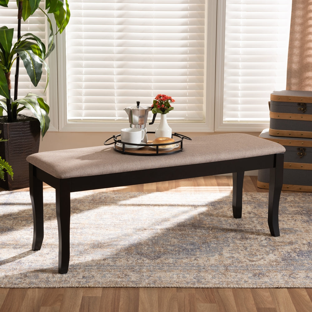 Baxton Studio Cornelie Modern And Contemporary Transitional Sand Fabric Upholstered And Dark Brown Finished Wood Dining Bench