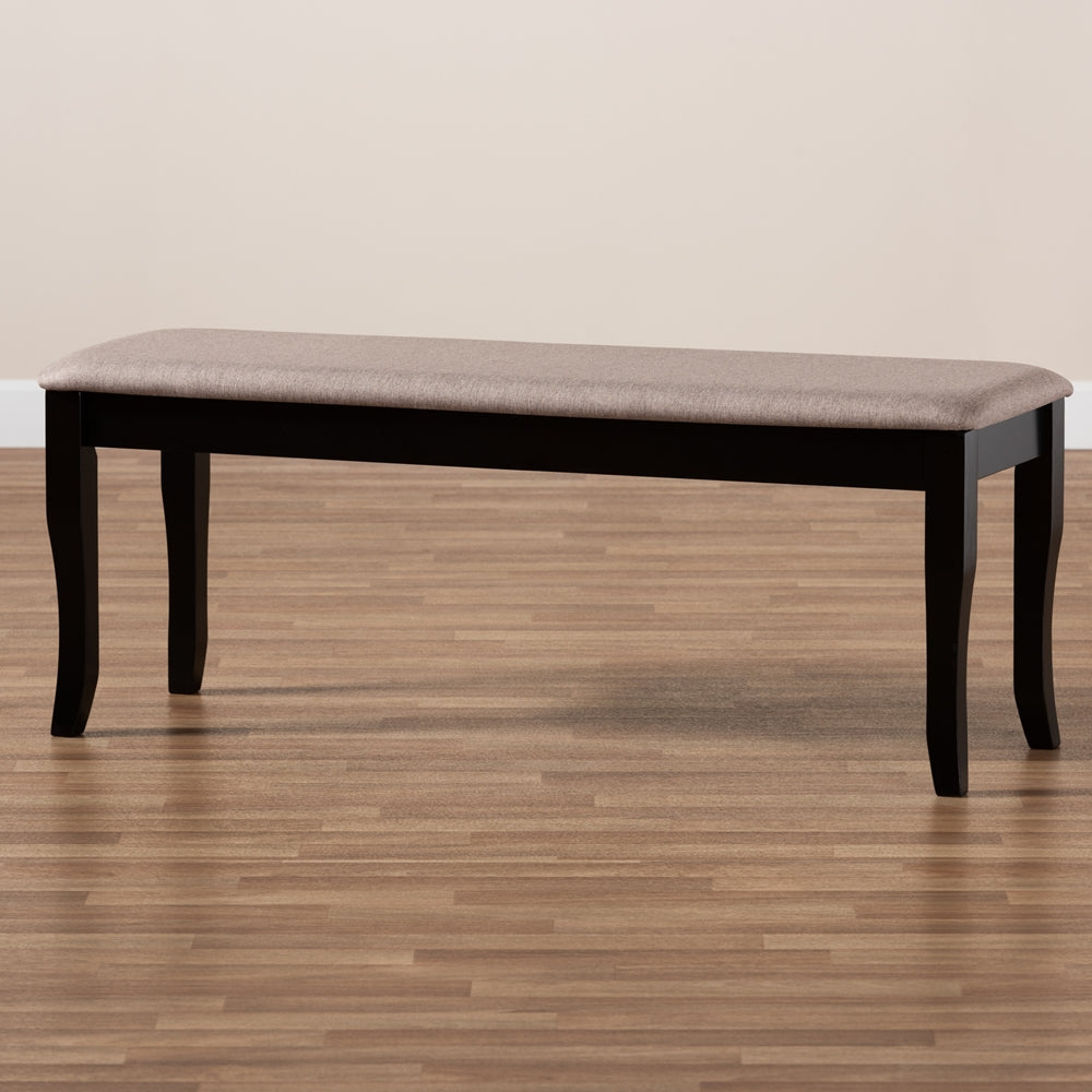 Baxton Studio Cornelie Modern And Contemporary Transitional Sand Fabric Upholstered And Dark Brown Finished Wood Dining Bench