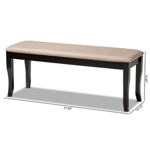 Baxton Studio Cornelie Modern And Contemporary Transitional Sand Fabric Upholstered And Dark Brown Finished Wood Dining Bench