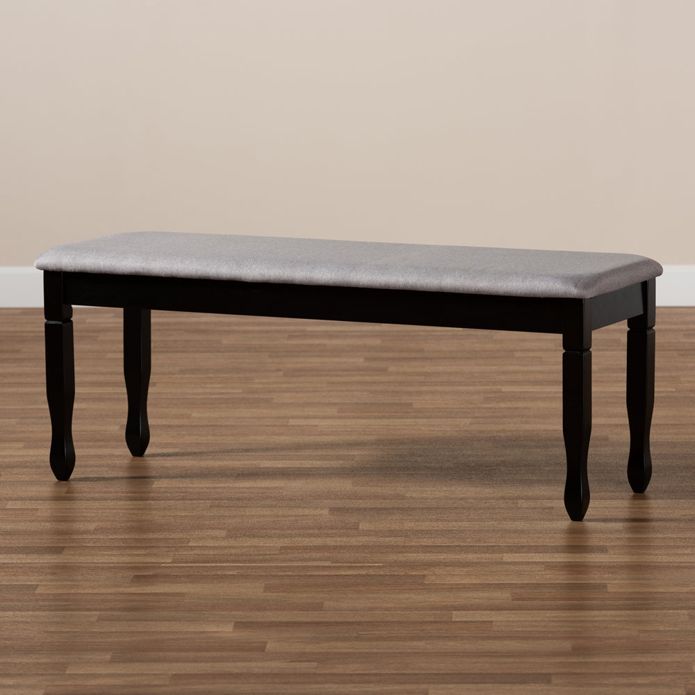 Baxton Studio Corey Modern And Contemporary Grey Fabric Upholstered And Dark Brown Finished Wood Dining Bench