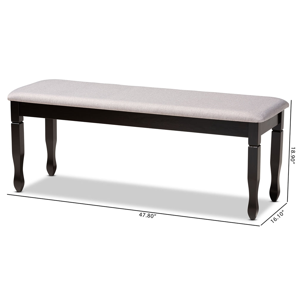 Baxton Studio Corey Modern And Contemporary Grey Fabric Upholstered And Dark Brown Finished Wood Dining Bench