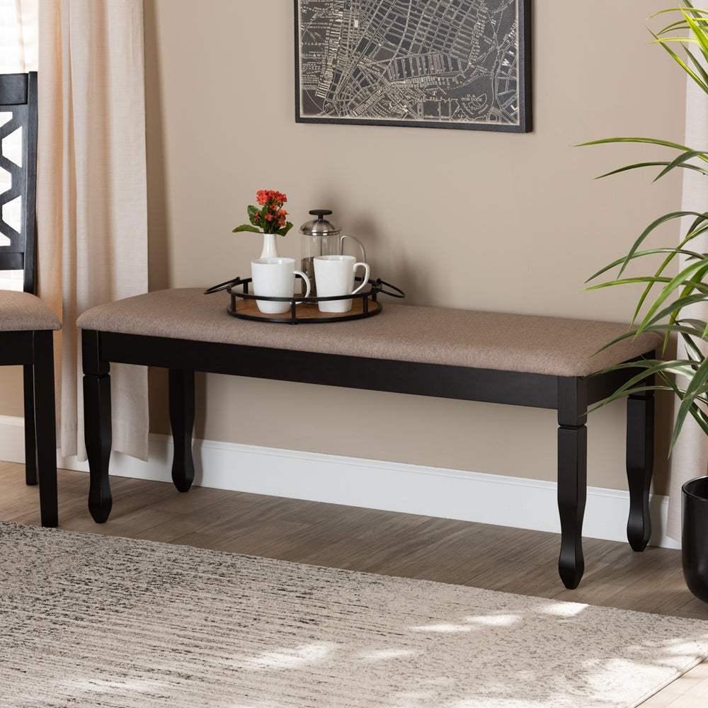 Baxton Studio Corey Modern And Contemporary Sand Fabric Upholstered And Dark Brown Finished Wood Dining Bench