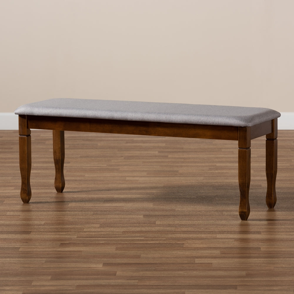 Baxton Studio Corey Modern And Contemporary Grey Fabric Upholstered And Walnut Brown Finished Wood Dining Bench