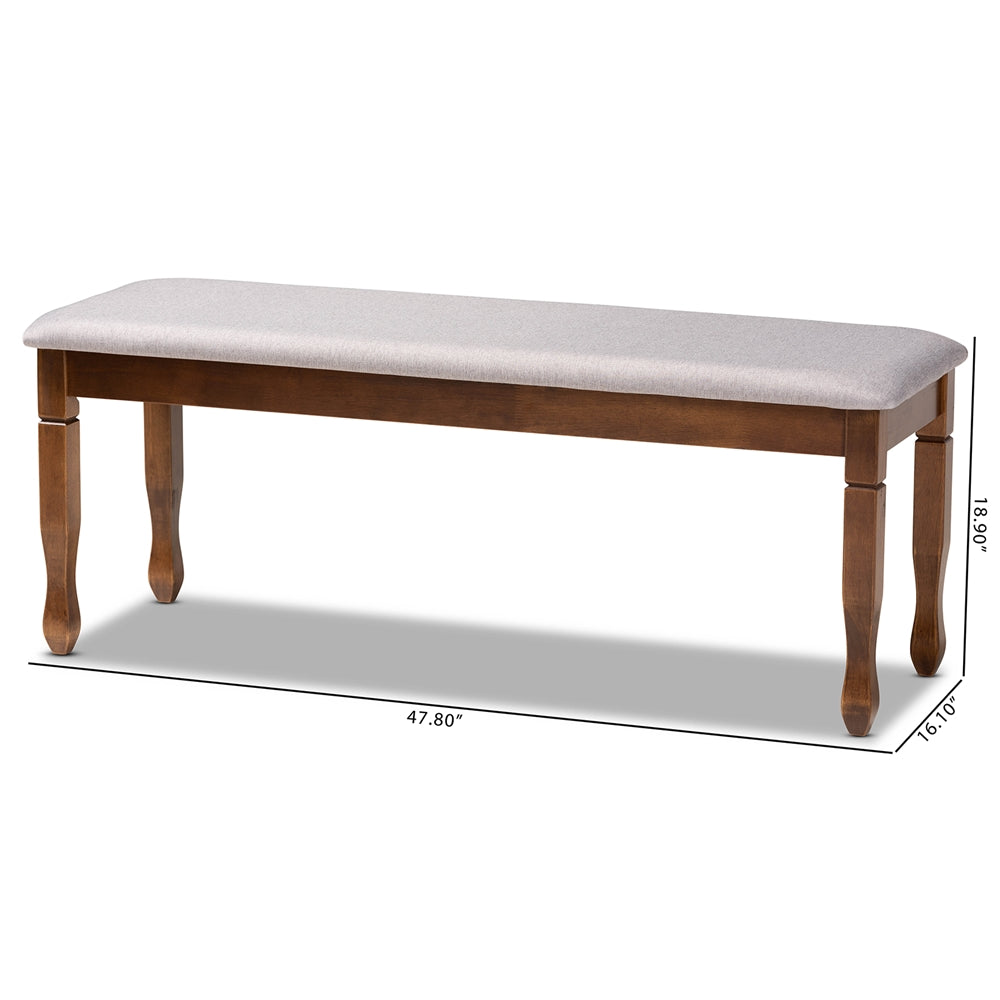 Baxton Studio Corey Modern And Contemporary Grey Fabric Upholstered And Walnut Brown Finished Wood Dining Bench