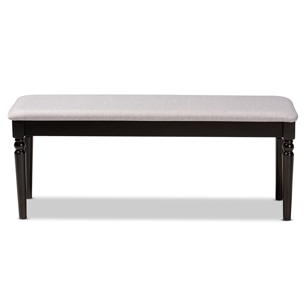 Baxton Studio Giovanni Modern And Contemporary Grey Fabric Upholstered And Dark Brown Finished Wood Dining Bench